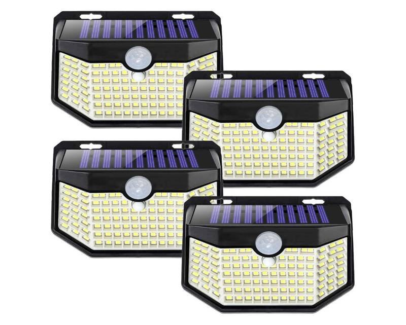 Four - Solar Wall Lights, Outdoor, Motion Sensor, 120 LED